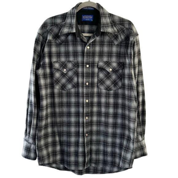Vintage Pendleton High Grade Western Shirt Men Plaid Pearl Snap Wool Sz Medium - Picture 1 of 9